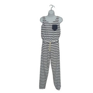 B&RRTEX Sleeveless Striped White and Blue  Romper/Jumpsuit L